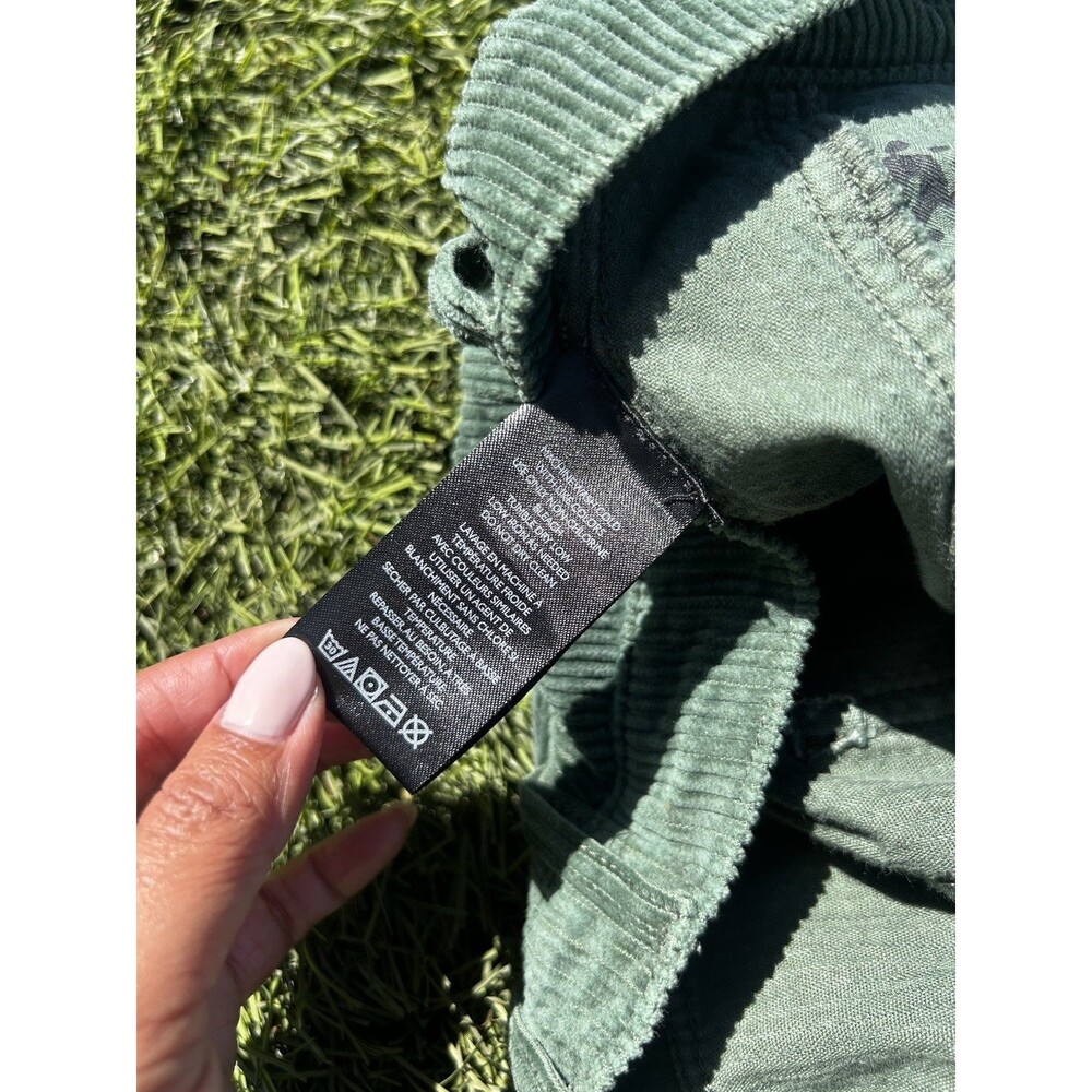 Free People We The Free Good Luck Mid Rise Corduroy Barrel Jeans Green 27 Boho - Picture 12 of 13